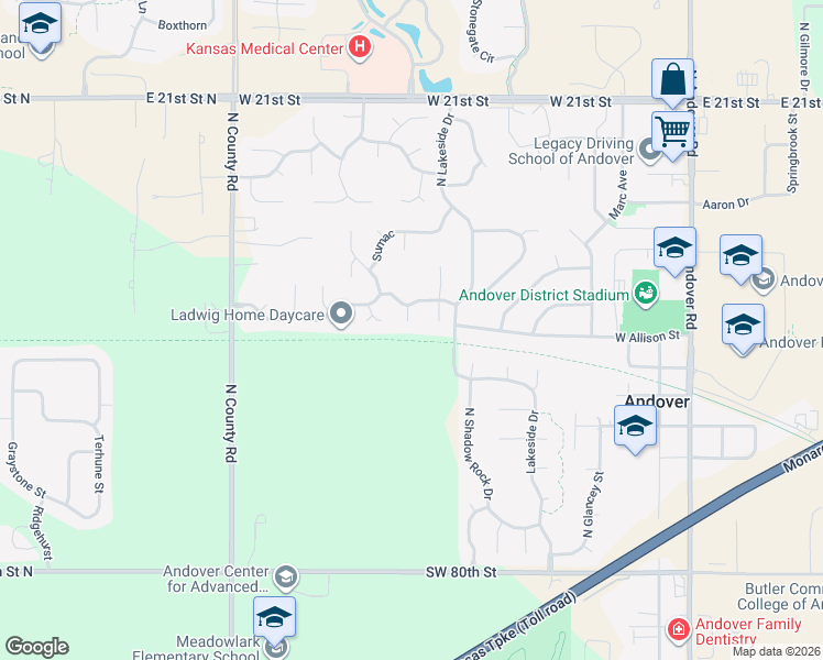 map of restaurants, bars, coffee shops, grocery stores, and more near 1708 Pear Tree Court in Andover