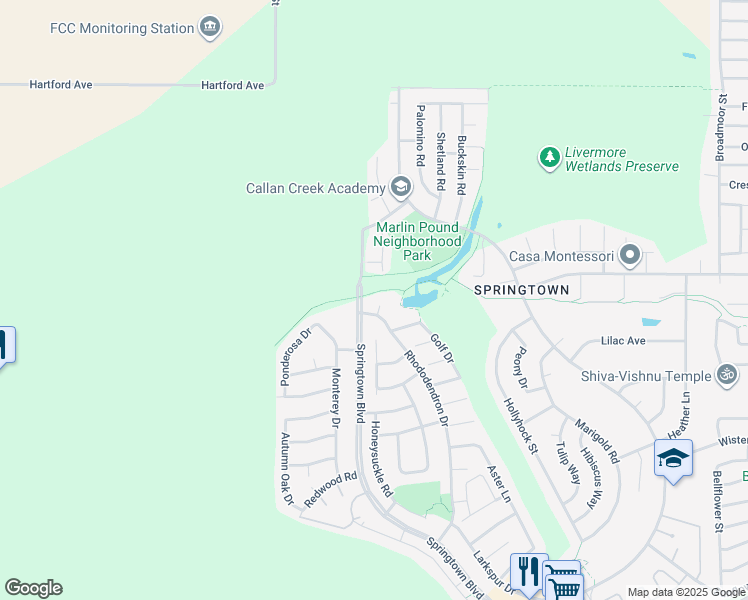 map of restaurants, bars, coffee shops, grocery stores, and more near 1979 Rhododendron Court in Livermore