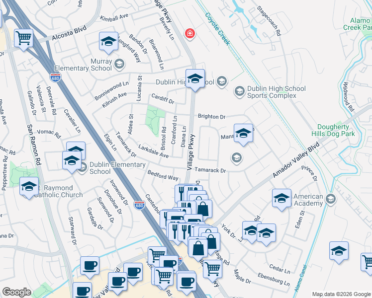 map of restaurants, bars, coffee shops, grocery stores, and more near in 