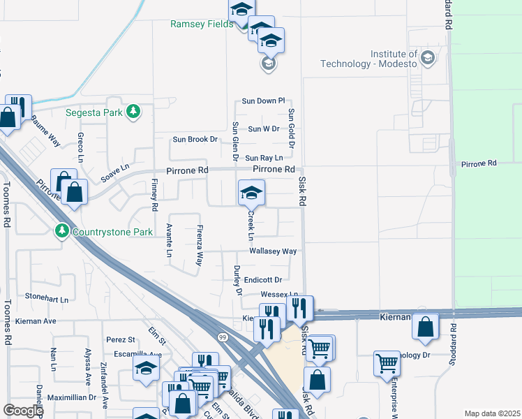 map of restaurants, bars, coffee shops, grocery stores, and more near 5301 Brimfield Lane in Salida