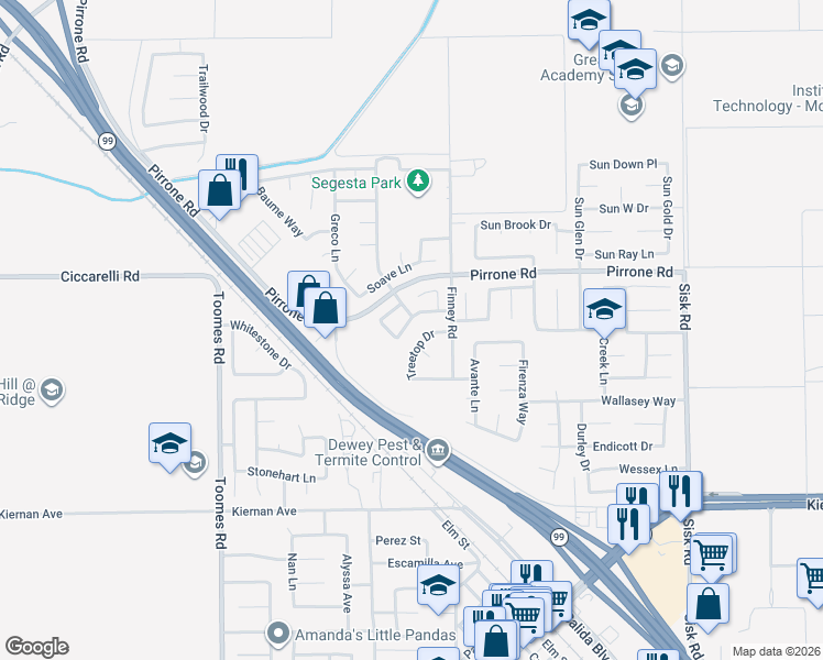 map of restaurants, bars, coffee shops, grocery stores, and more near 5108 Vigna Way in Salida