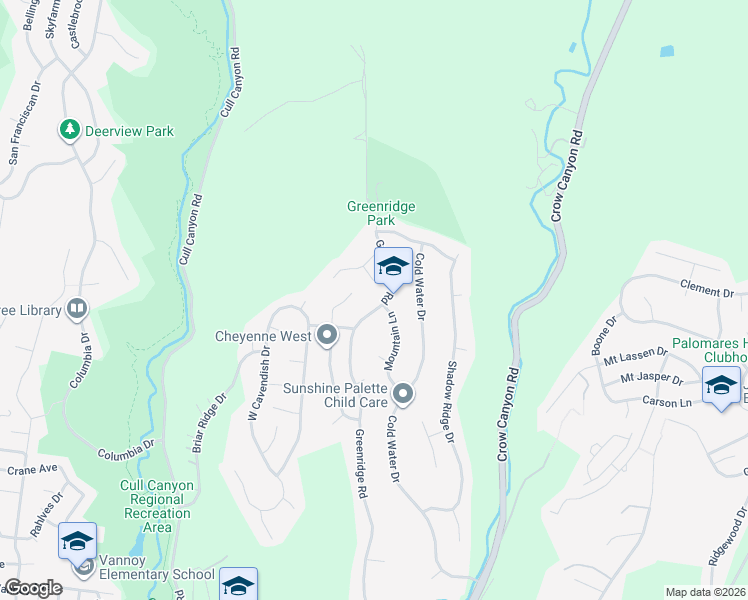 map of restaurants, bars, coffee shops, grocery stores, and more near 5955 Greenridge Road in Castro Valley