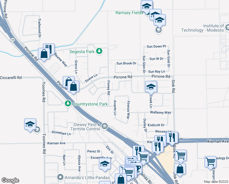 map of restaurants, bars, coffee shops, grocery stores, and more near 4845 Devereaux Way in Salida