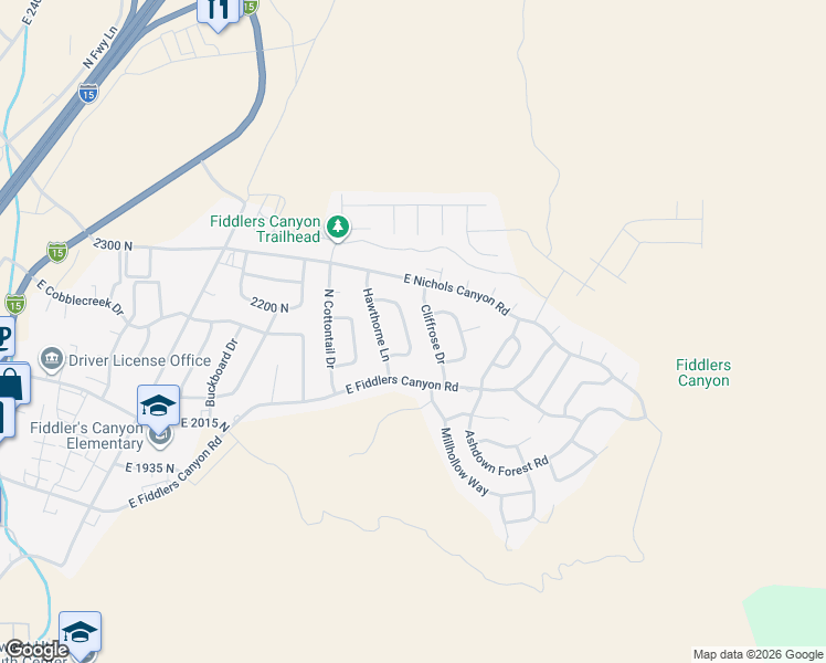 map of restaurants, bars, coffee shops, grocery stores, and more near 2154 Sumack Circle in Cedar City