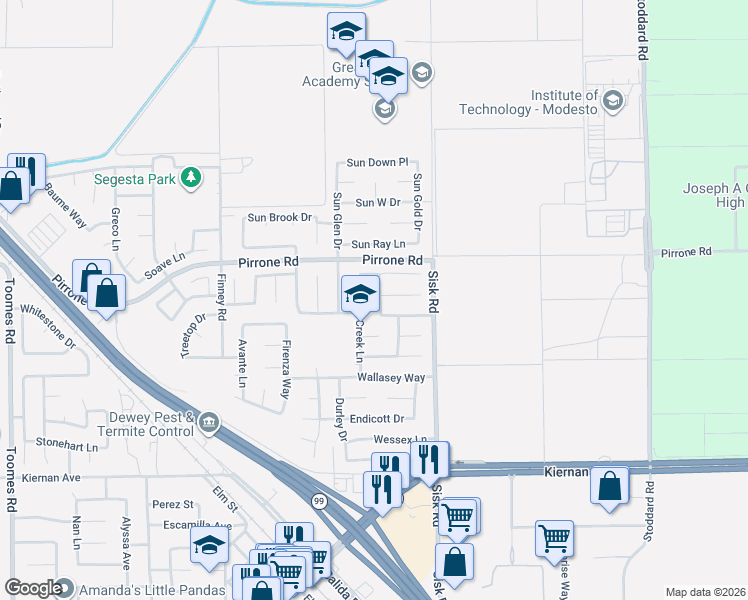 map of restaurants, bars, coffee shops, grocery stores, and more near 5412 Brimfield Lane in Salida