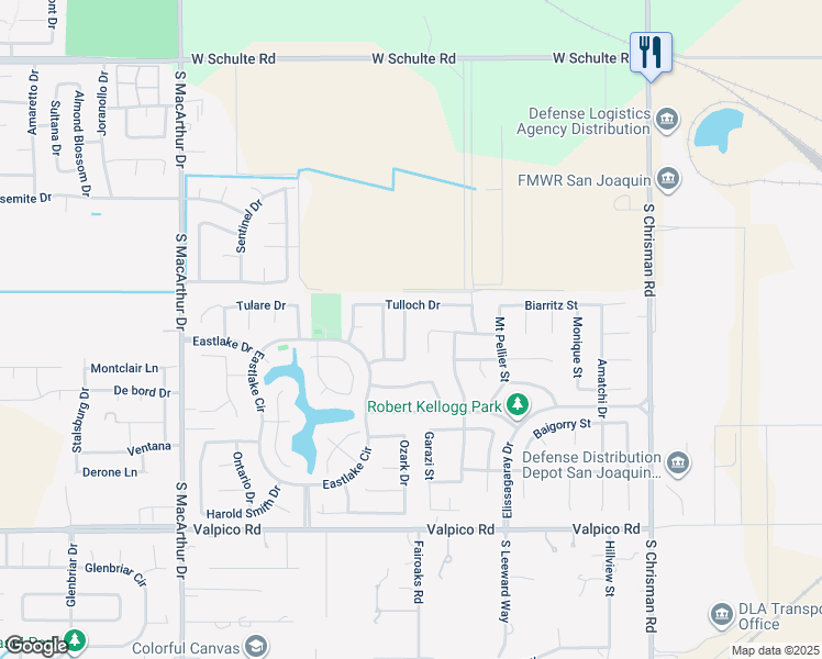 map of restaurants, bars, coffee shops, grocery stores, and more near 1896 Bankston Drive in Tracy