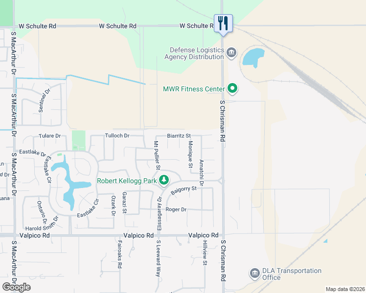 map of restaurants, bars, coffee shops, grocery stores, and more near 1878 Bayonne Court in Tracy