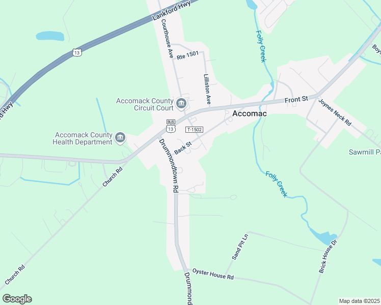 map of restaurants, bars, coffee shops, grocery stores, and more near 23238 State Route T-1503 in Accomac