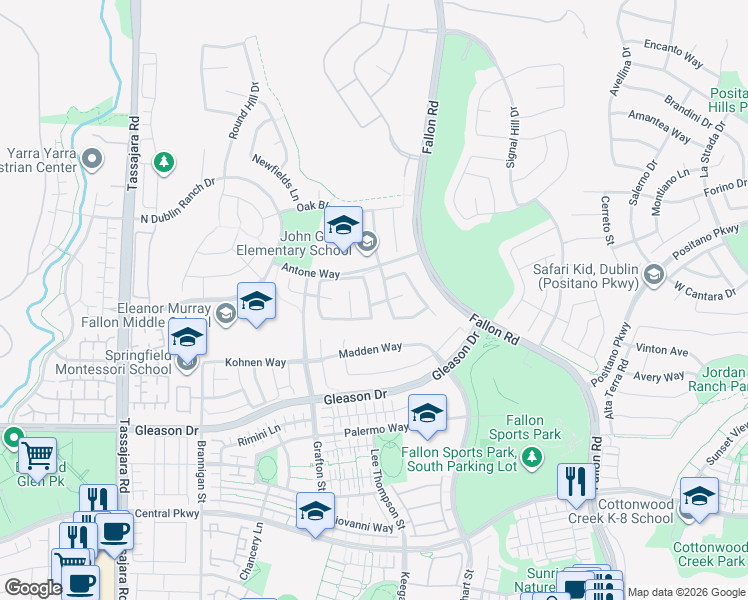 map of restaurants, bars, coffee shops, grocery stores, and more near 5200 North Forestdale Circle in Dublin