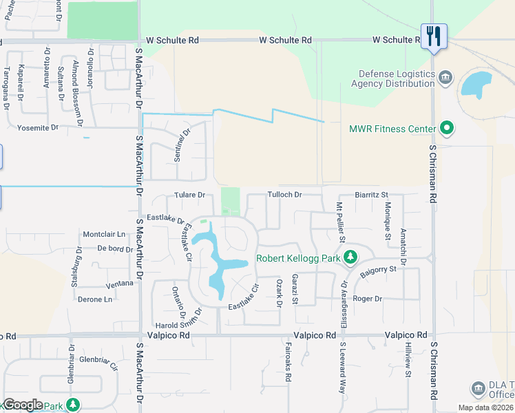 map of restaurants, bars, coffee shops, grocery stores, and more near 1824 Meritt Drive in Banta