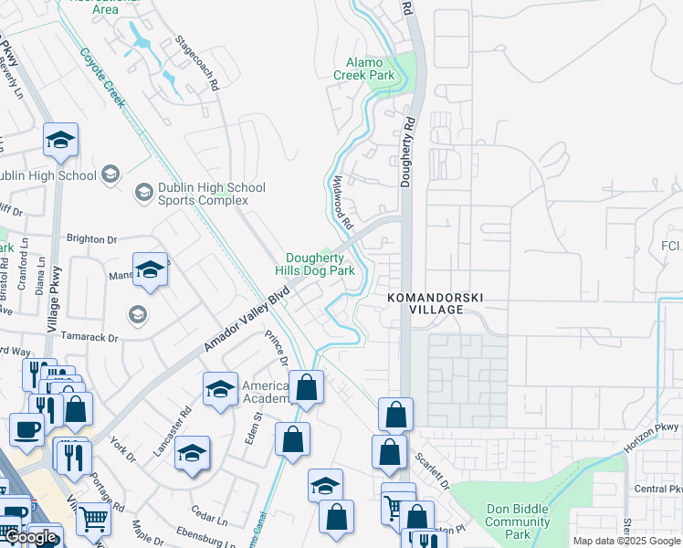 map of restaurants, bars, coffee shops, grocery stores, and more near 7054 Dublin Meadows Street in Dublin