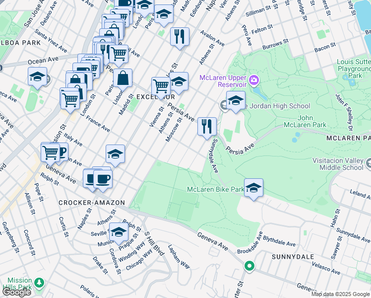 map of restaurants, bars, coffee shops, grocery stores, and more near in San Francisco