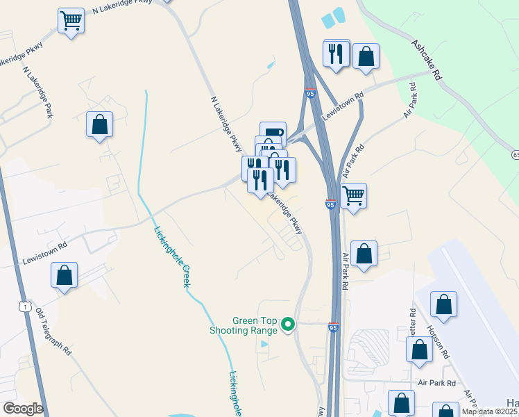 map of restaurants, bars, coffee shops, grocery stores, and more near 11625 Virginia 782 in Ashland