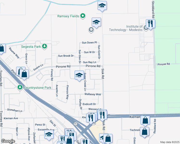 map of restaurants, bars, coffee shops, grocery stores, and more near 5301 Brimfield Lane in Salida
