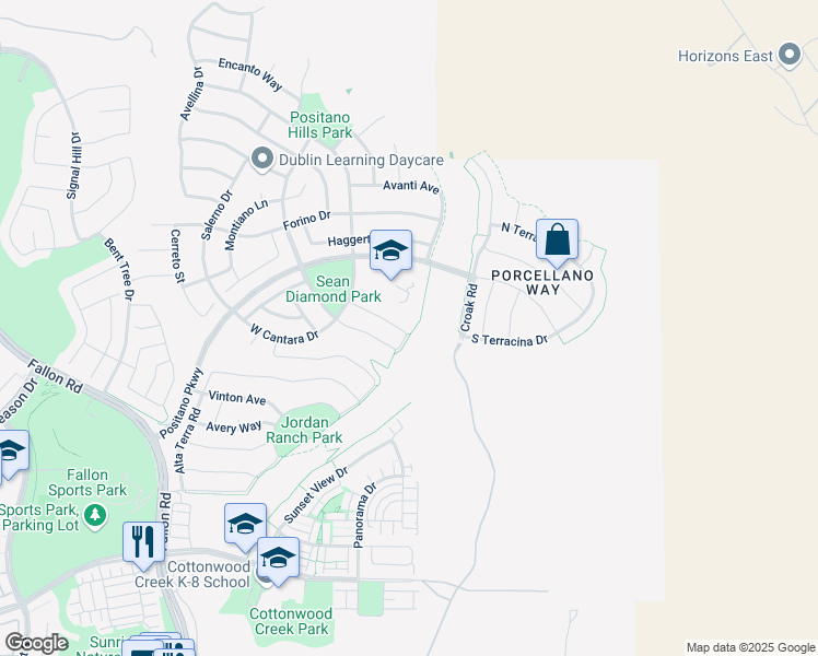 map of restaurants, bars, coffee shops, grocery stores, and more near 4693 North Spago Drive in Dublin