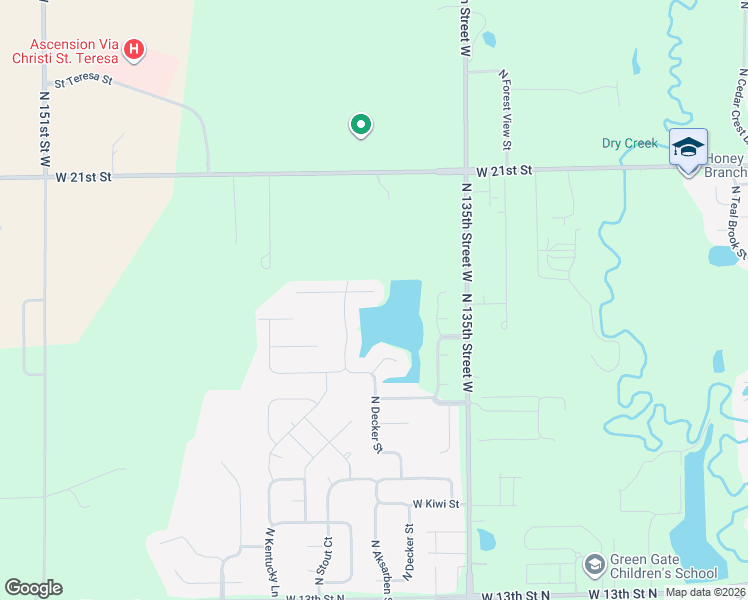 map of restaurants, bars, coffee shops, grocery stores, and more near 1934 North Bellick Court in Wichita
