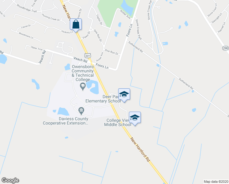 map of restaurants, bars, coffee shops, grocery stores, and more near 4821 New Hartford Road in Owensboro