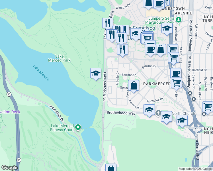 map of restaurants, bars, coffee shops, grocery stores, and more near in San Francisco