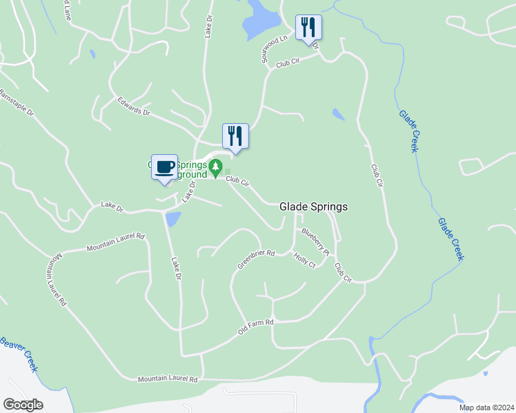 map of restaurants, bars, coffee shops, grocery stores, and more near 121 Oak Lane Villa in Daniels