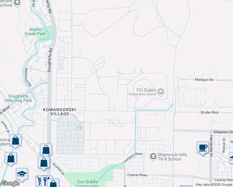 map of restaurants, bars, coffee shops, grocery stores, and more near 6680 Goodfellow Avenue in Dublin