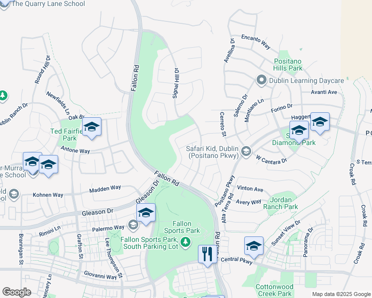 map of restaurants, bars, coffee shops, grocery stores, and more near 2878 Poppy Hills Lane in Dublin