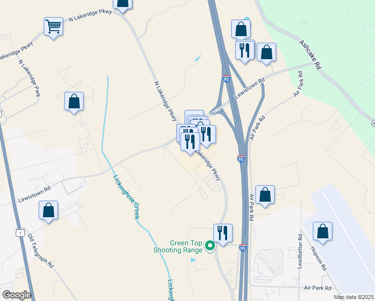 map of restaurants, bars, coffee shops, grocery stores, and more near 11625 Virginia 782 in Ashland
