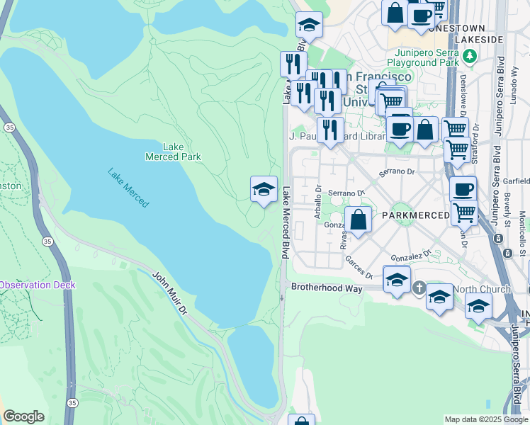 map of restaurants, bars, coffee shops, grocery stores, and more near in San Francisco