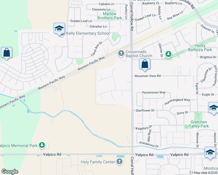map of restaurants, bars, coffee shops, grocery stores, and more near 12162 Carnegie Drive in Tracy