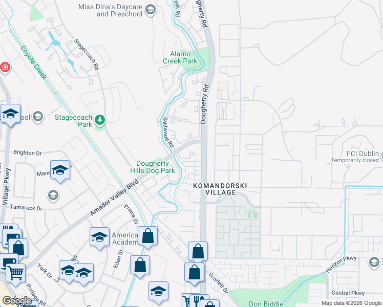 map of restaurants, bars, coffee shops, grocery stores, and more near 7126 Cross Creek Circle in Dublin