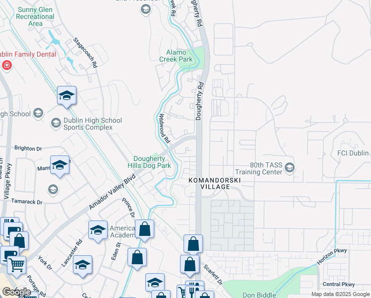 map of restaurants, bars, coffee shops, grocery stores, and more near 7120 Cross Creek Circle in Dublin