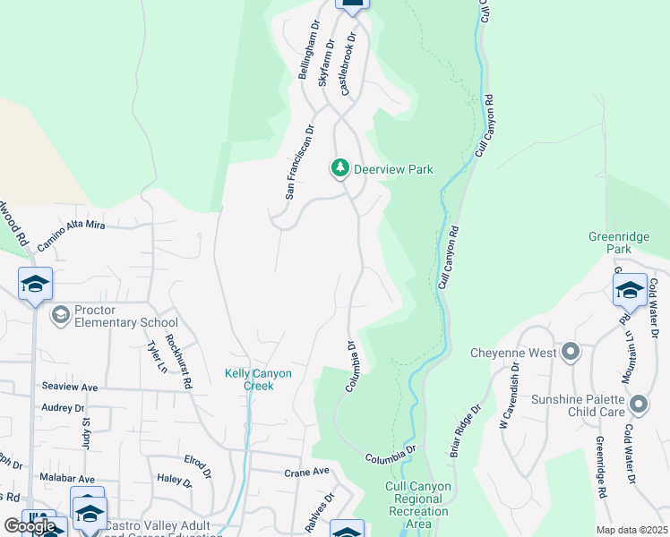 map of restaurants, bars, coffee shops, grocery stores, and more near 17811 Center Street in Castro Valley