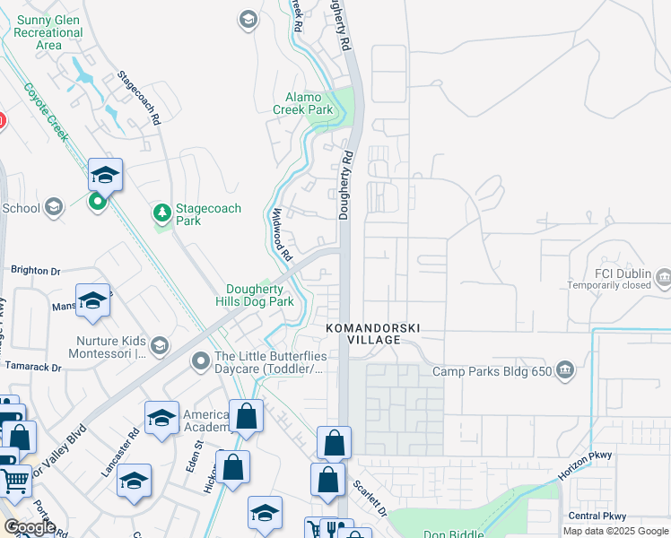 map of restaurants, bars, coffee shops, grocery stores, and more near 7120 Cross Creek Circle in Dublin