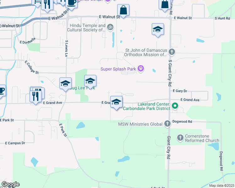 map of restaurants, bars, coffee shops, grocery stores, and more near in Carbondale