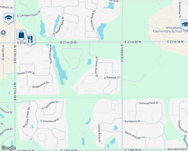 map of restaurants, bars, coffee shops, grocery stores, and more near 1926 Burning Tree Street in Wichita
