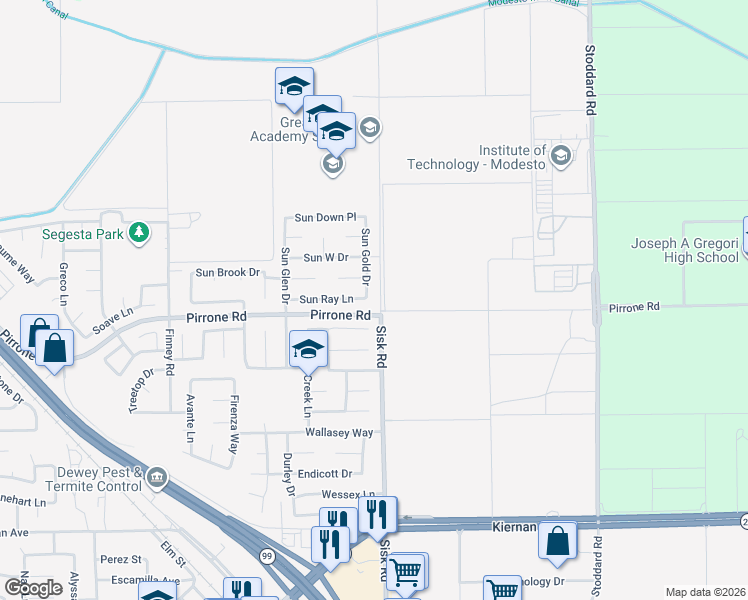 map of restaurants, bars, coffee shops, grocery stores, and more near 4501 Sun Ray Lane in Salida
