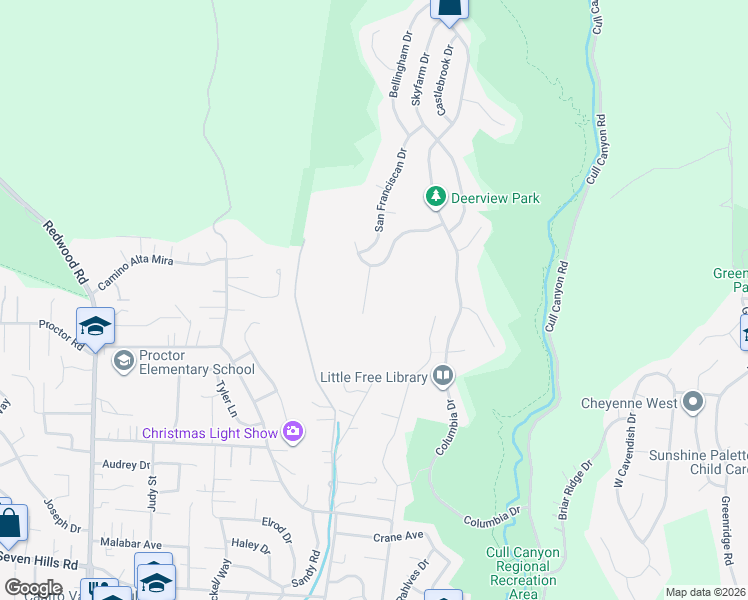 map of restaurants, bars, coffee shops, grocery stores, and more near 17651 Chateau Court in Castro Valley