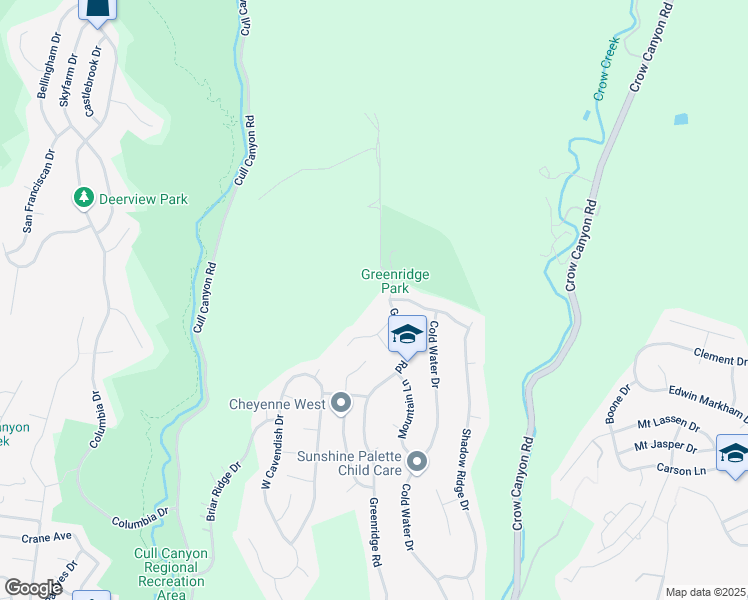 map of restaurants, bars, coffee shops, grocery stores, and more near 6116 Greenridge Road in Castro Valley