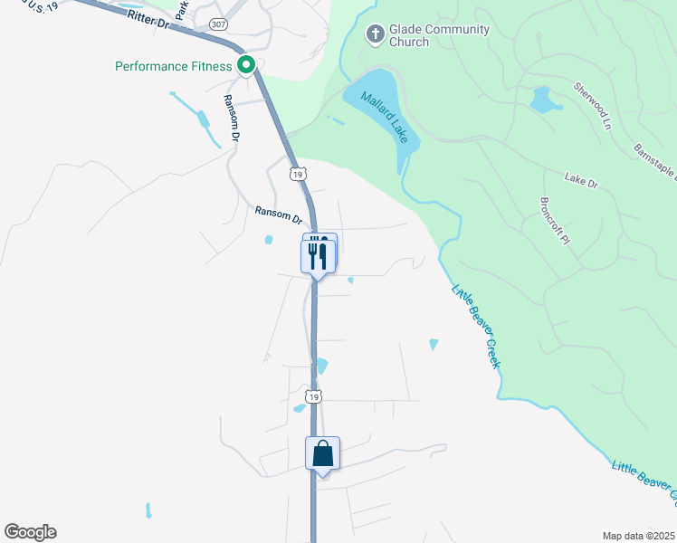 map of restaurants, bars, coffee shops, grocery stores, and more near 123 2nd St in Shady Spring