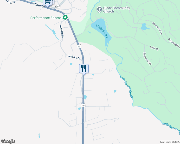 map of restaurants, bars, coffee shops, grocery stores, and more near 123 2nd St in Shady Spring