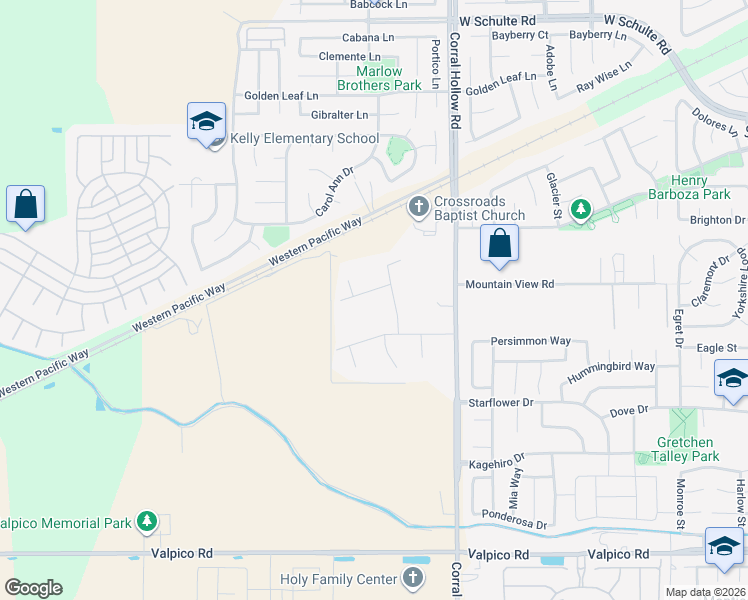 map of restaurants, bars, coffee shops, grocery stores, and more near 12162 Carnegie Drive in Tracy