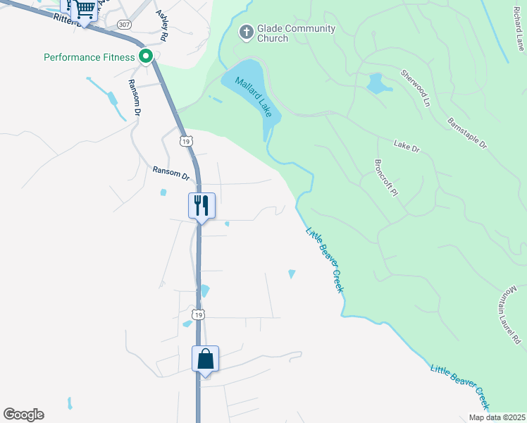 map of restaurants, bars, coffee shops, grocery stores, and more near 208 Delta Road 30 in Shady Spring