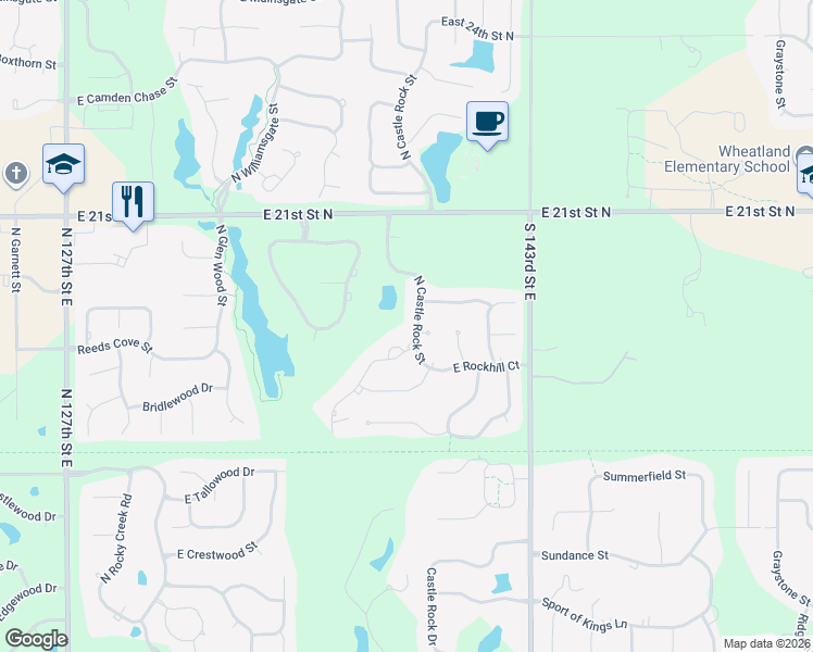 map of restaurants, bars, coffee shops, grocery stores, and more near 1926 Burning Tree Street in Wichita