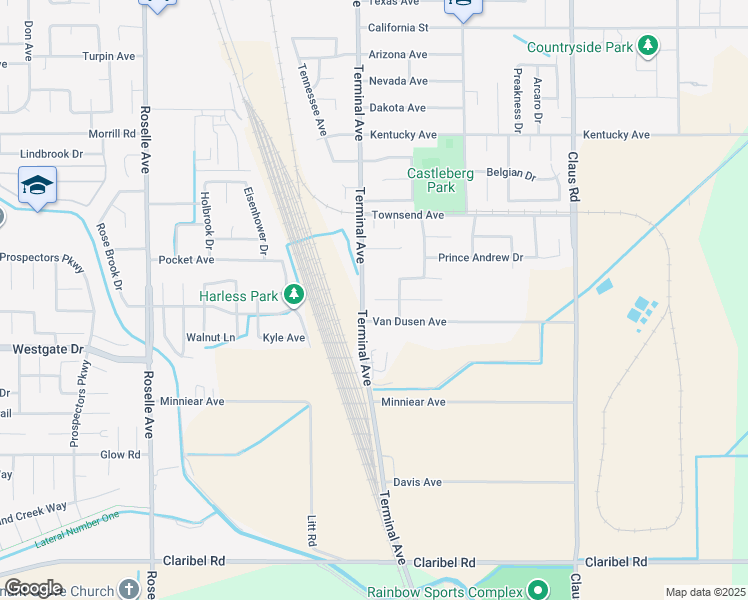 map of restaurants, bars, coffee shops, grocery stores, and more near 3607 Incline Court in Riverbank