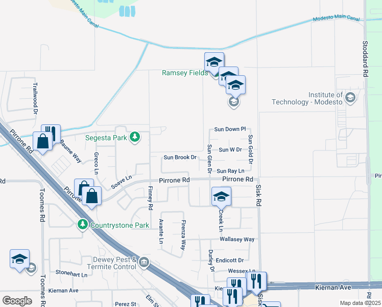 map of restaurants, bars, coffee shops, grocery stores, and more near 4721 Sun Brook Drive in Salida