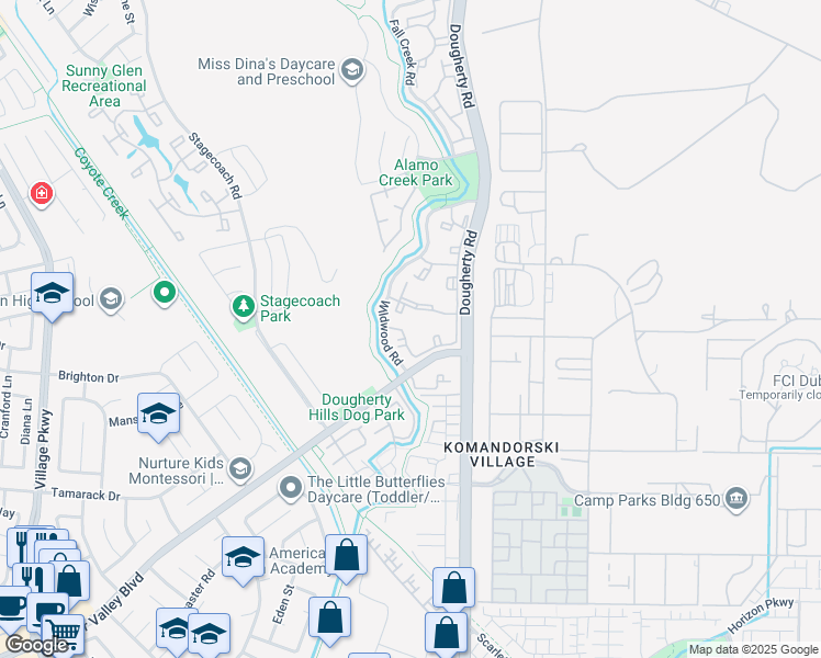 map of restaurants, bars, coffee shops, grocery stores, and more near 6570 Cottonwood Circle in Dublin