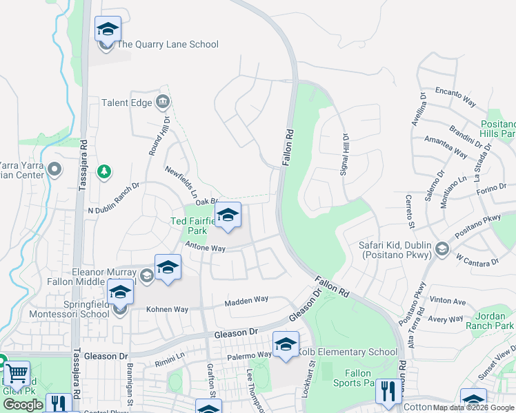 map of restaurants, bars, coffee shops, grocery stores, and more near 3279 Cranbrook Place in Dublin