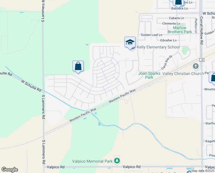 map of restaurants, bars, coffee shops, grocery stores, and more near 2744 Redbridge Road in Tracy