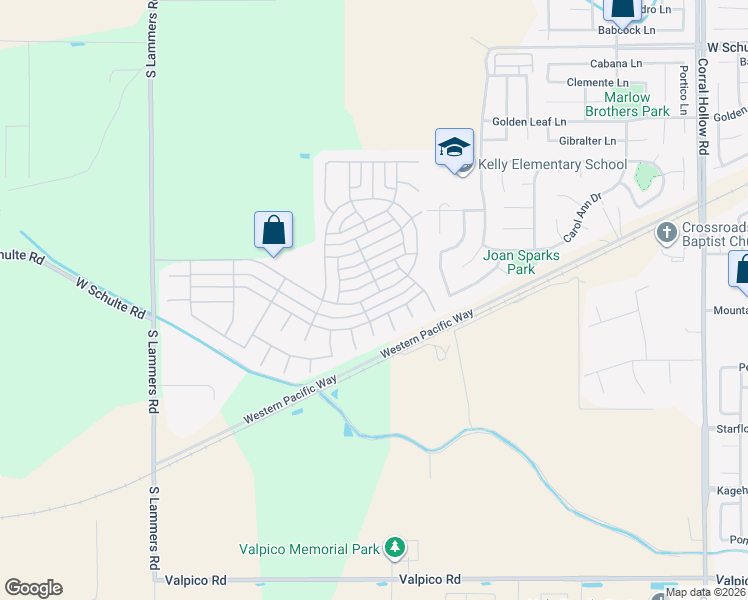 map of restaurants, bars, coffee shops, grocery stores, and more near in Tracy