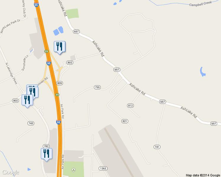 map of restaurants, bars, coffee shops, grocery stores, and more near 10051 Johnson Town Rd in Ashland