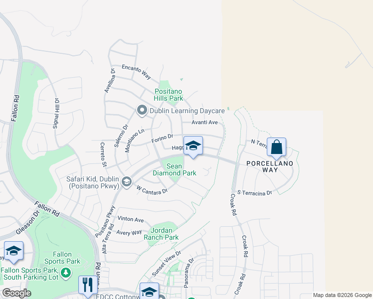 map of restaurants, bars, coffee shops, grocery stores, and more near 2192 Haggerty Drive in Dublin